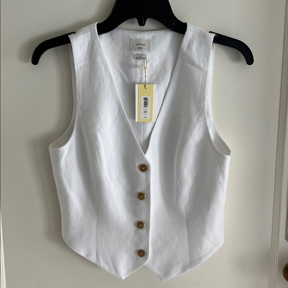 NWT Aritzia Wilfred white linen vest